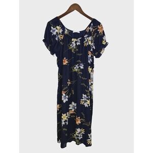 Chris & Carol NWT The Brendy Woman's Dress Size XL Navy Blue Floral Cottage Core
